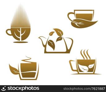 Herbal tea cups for cafe, restaurant and menu design