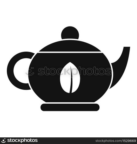 Herbal tea pot icon. Simple illustration of herbal tea pot vector icon for web design isolated on white background. Herbal tea pot icon, simple style