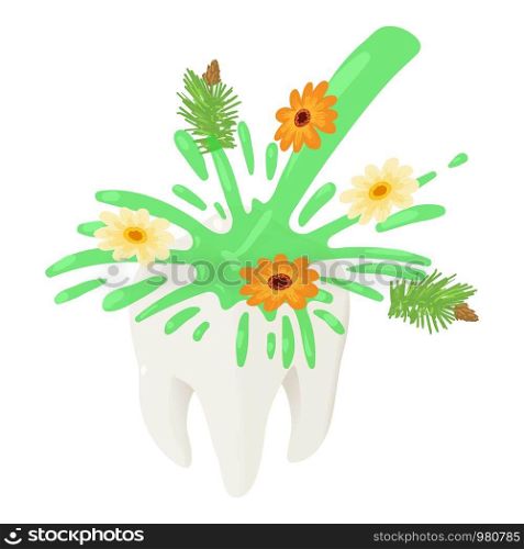 Herbal water on tooth icon. Isometric of herbal water on tooth vector icon for web design isolated on white background. Herbal water on tooth icon, isometric style