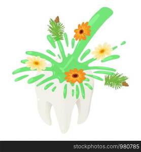 Herbal water on tooth icon. Isometric of herbal water on tooth vector icon for web design isolated on white background. Herbal water on tooth icon, isometric style