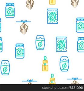 Herbalist Medical Collection Vector Seamless Pattern Color Line Illustration. Herbalist Medical Collection Icons Set Vector Illustrations