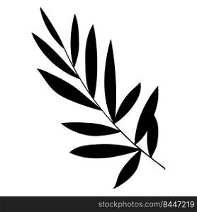 herbs and forest plants branch silhouette. Botanical decor for invitations and cards