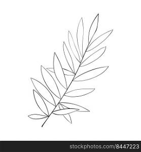 Herbs and leaves. Lots of leaves line art twigs. For cards, invitations botanical pattern