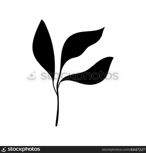 Herbs and leaves. Three leaf twig silhouette. For cards, invitations botanical pattern