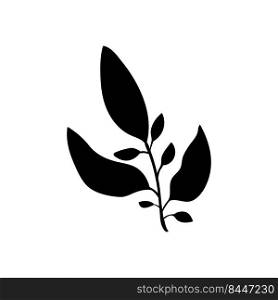 Herbs and plants. Silhouette of a twig with leaves. Botanical pattern for cards and invitations