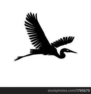 Heron and Stork Bird Silhouettes, art vector design illustration