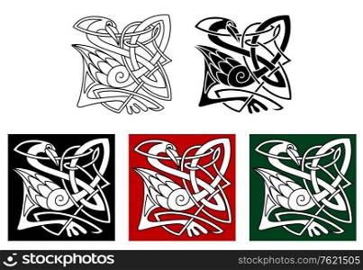 Heron bird in celtic style with ornamental elements
