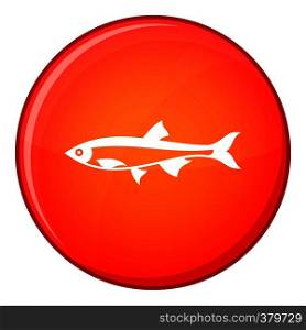 Herring fish icon in red circle isolated on white background vector illustration. Herring fish icon, flat style