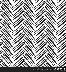 Herringbone Seamless Pattern. Monochrome vector pattern. Painted by Brush.