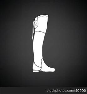 Hessian boots icon. Black background with white. Vector illustration.