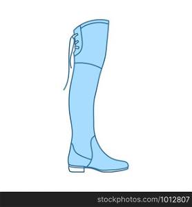Hessian Boots Icon. Thin Line With Blue Fill Design. Vector Illustration.