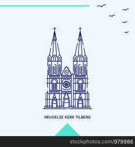 HEUVELSE KERK TILBERG skyline vector illustration