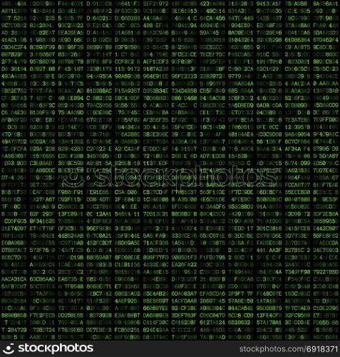 hex code abstract seamless pattern. vector green color hexadecimal code text decorative abstract black background seamless pattern
