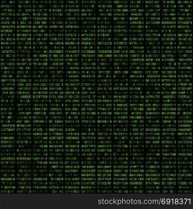 hex code abstract seamless pattern. vector green color hexadecimal code text decorative abstract black background seamless pattern