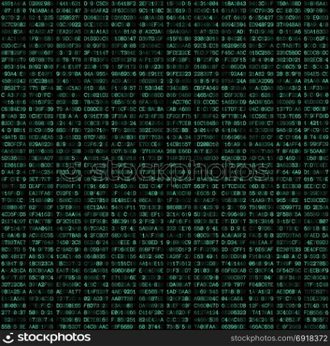 hex code abstract seamless pattern. vector teal color hexadecimal code text decorative abstract black background seamless pattern