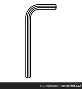 Hex key hex key wrench tool fixing concept contour outline line icon black color vector illustration image thin flat style simple. Hex key hex key wrench tool fixing concept contour outline line icon black color vector illustration image thin flat style