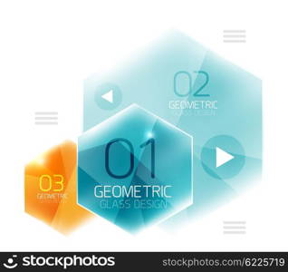 Hexagon abstract geometric background. Hexagon abstract geometric background with shiny light effects. Vector info ui elements