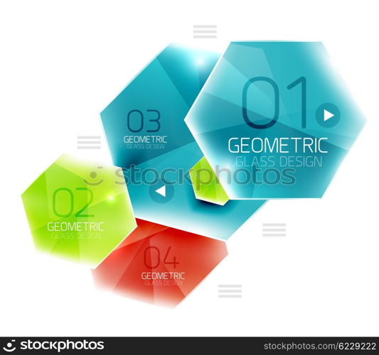 Hexagon abstract geometric background. Hexagon abstract geometric background with shiny light effects. Vector info ui elements