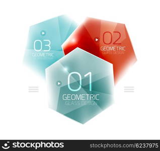 Hexagon abstract geometric background. Hexagon abstract geometric background with shiny light effects. Vector info ui elements