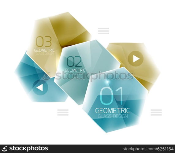 Hexagon abstract geometric background. Hexagon abstract geometric background with shiny light effects. Vector info ui elements