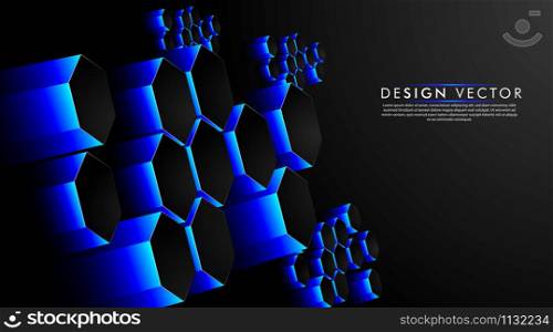 Hexagon Blue Abstract Background of Futuristic Hi-Tech Technology. Vector illustration of making a 3d