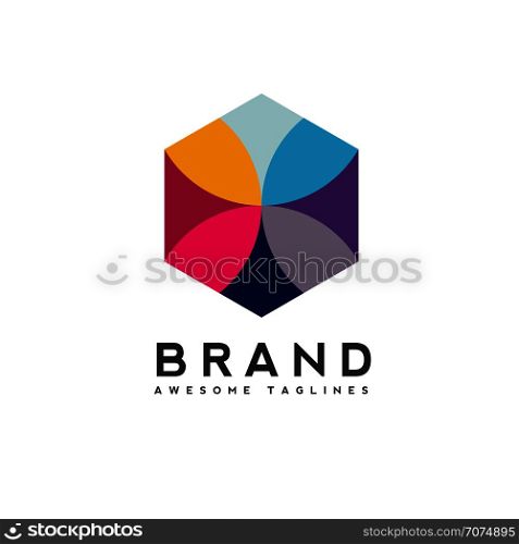 Hexagon color logo concept illustration. Hexagon abstract logo. Vector logo template Design element