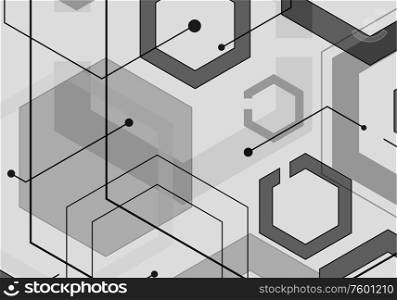 Hexagon geometric design with connect dots and lines.. Hexagon geometric design with connect dots and lines