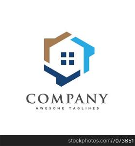 hexagon house logo vector, creative Real Estate logo, Property and Construction Logo design Vector, colorful homes logo concept