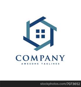 hexagon house logo vector, creative Real Estate logo, Property and Construction Logo design Vector, colorful homes logo concept