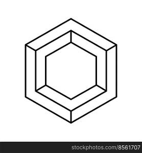 hexagon impossible geometric shape line icon vector. hexagon impossible geometric shape sign. isolated contour symbol black illustration. hexagon impossible geometric shape line icon vector illustration