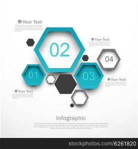 Hexagon infographic illustration. Hexagon design infographic template with four options vector illustration
