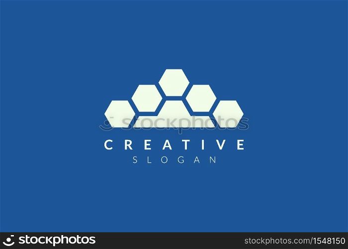 Hexagon logo design in an arranged abstract form. Minimalist and modern vector design suitable for business or product brands.