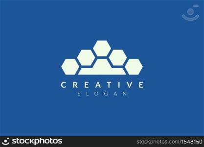 Hexagon logo design in an arranged abstract form. Minimalist and modern vector design suitable for business or product brands.