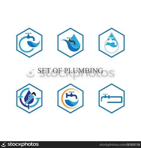 hexagon Plumbing service  logo creative vector illustrattion