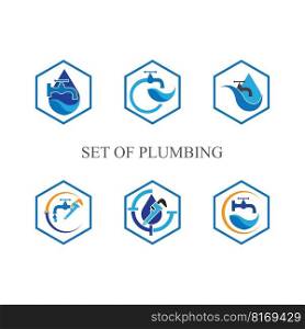 hexagon Plumbing service  logo creative vector illustrattion