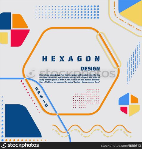 Hexagon poster modern colorful design line design halftone element style. vector illustration