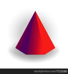 hexagon pyramid - 3D geometric shape with holographic gradient isolated on white background, figures, polygon primitives, maths and geometry, for abstract art or logo, vector illustration. hexagon pyramid - 3D geometric shape with holographic gradient isolated on white background vector