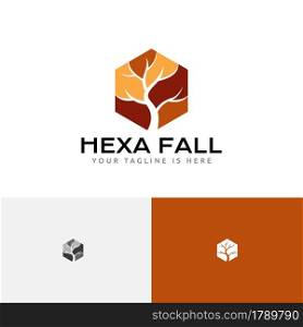 Hexagon Tree Autumn Fall Season Nature Business Logo