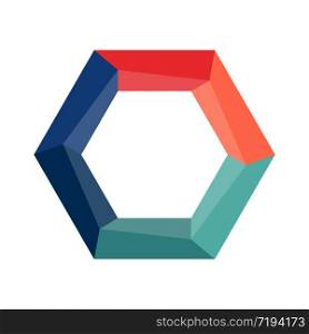 hexagon with colored sections for infographics, plans, or strategies, isolated on a white background. Simple design