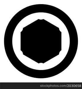 Hexagon with rounded corners icon in circle round black color vector illustration image solid outline style simple. Hexagon with rounded corners icon in circle round black color vector illustration image solid outline style