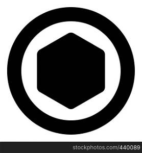 Hexagon with rounded corners icon in circle round black color vector illustration flat style simple image. Hexagon with rounded corners icon in circle round black color vector illustration flat style image