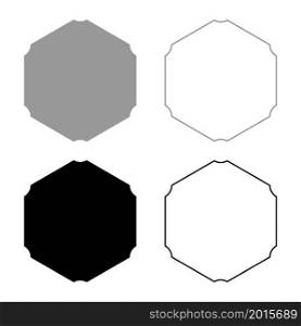 Hexagon with rounded corners set icon grey black color vector illustration image simple flat style solid fill outline contour line thin. Hexagon with rounded corners set icon grey black color vector illustration image flat style solid fill outline contour line thin