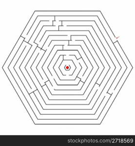 hexagonal black maze; abstract art illustration