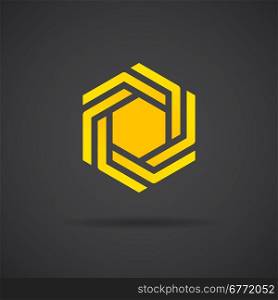 Hexagonal design element on dark background, locket logo template, 2d vector, eps 8
