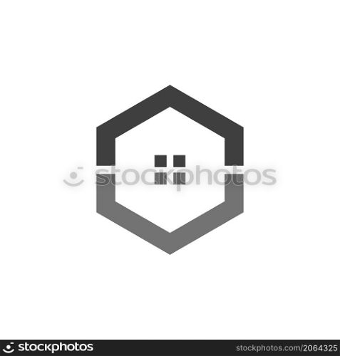 hexagonal house logo vector modern style