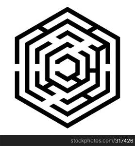 Hexagonal Maze Hexagon maze Labyrinth with six corner icon black color vector illustration flat style simple image