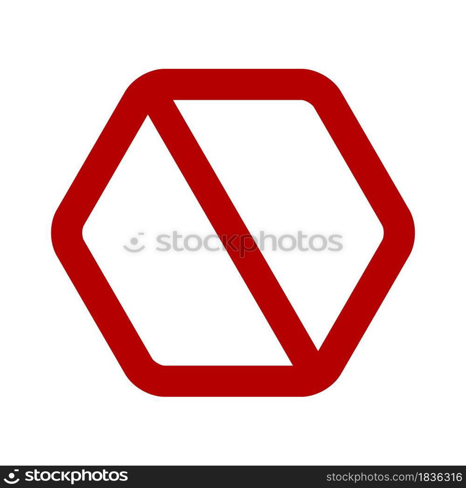 Hexagonal prohibition sign. No symbol, do not sign, backslash symbol