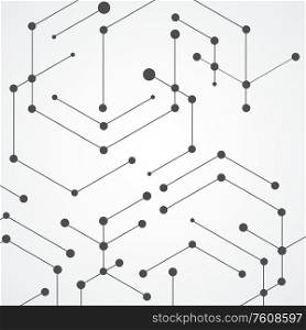 Hexagonal structure molecule design with connected dots and line.. Hexagonal structure molecule design with connected dots and line