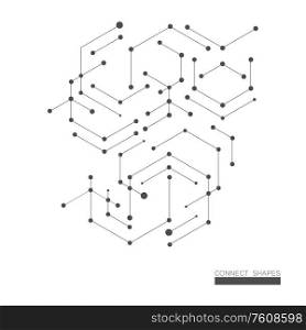 Hexagonal structure molecule design with connected dots and line.. Hexagonal structure molecule design