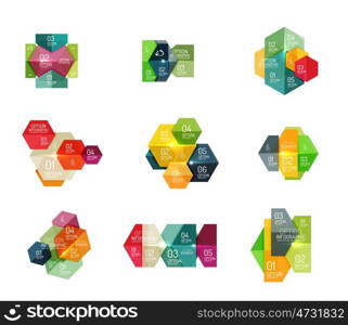 Hexagone infographic diagram templates. Vector hexagone infographic diagram templates